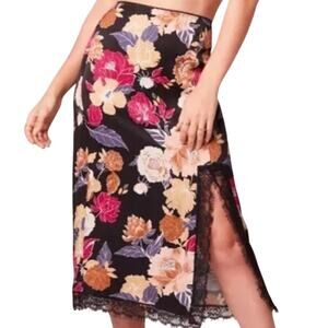 Women's Band of the Free LiLou Black Floral Lace Slip Midi Skirt